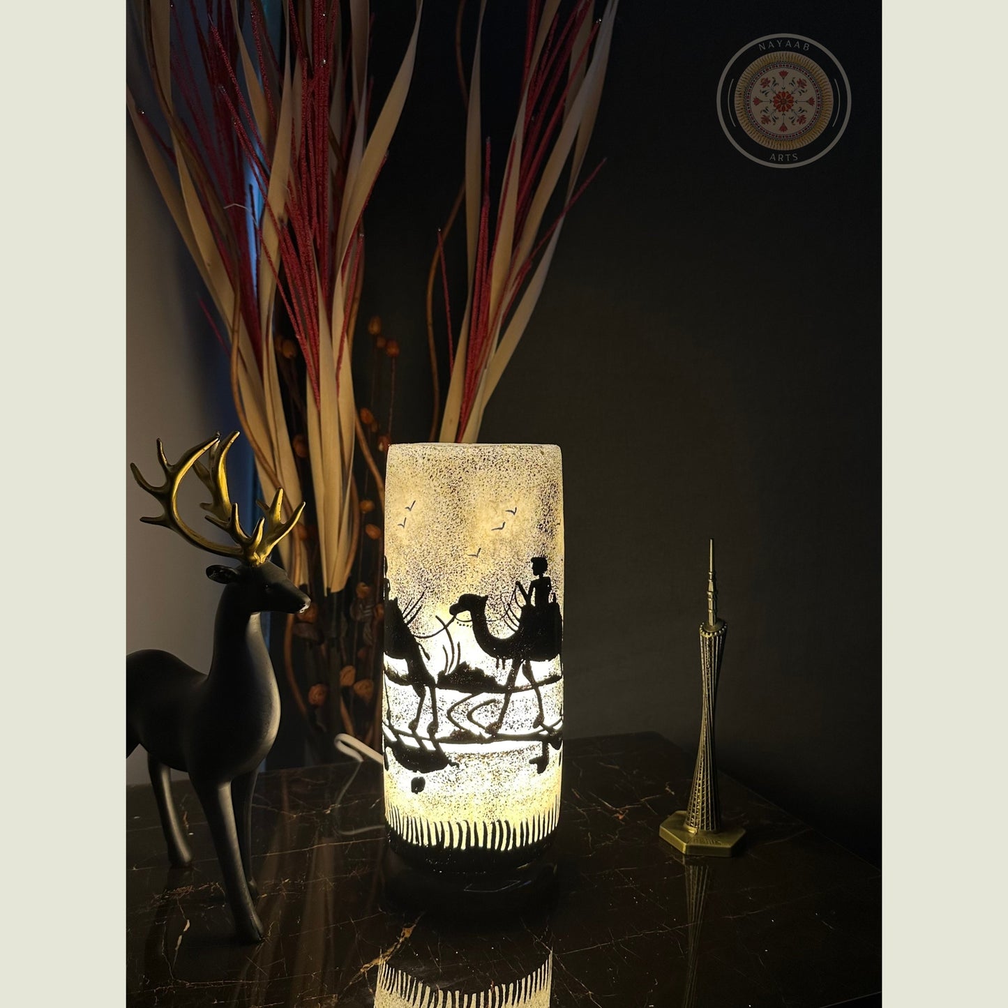 Camel Skin Glass Shaped Lamp