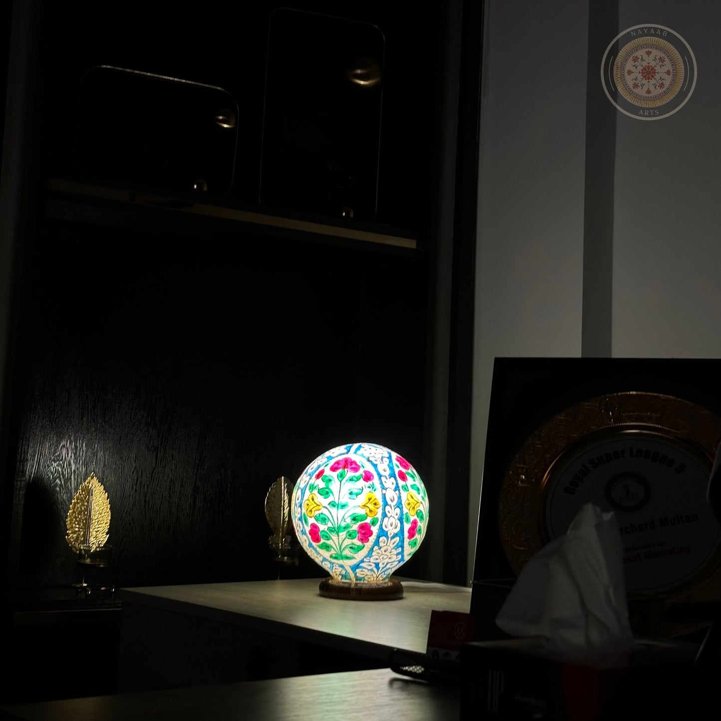 Camel Skin Round Table Lamp