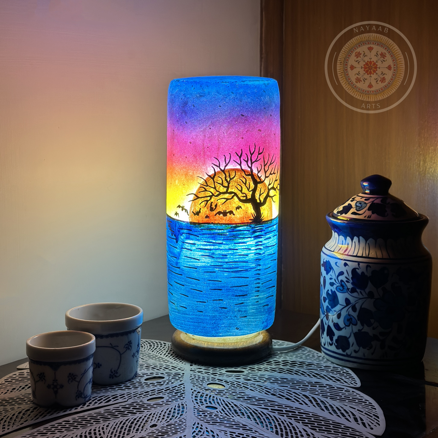 Camel Skin Glass Shaped Lamp