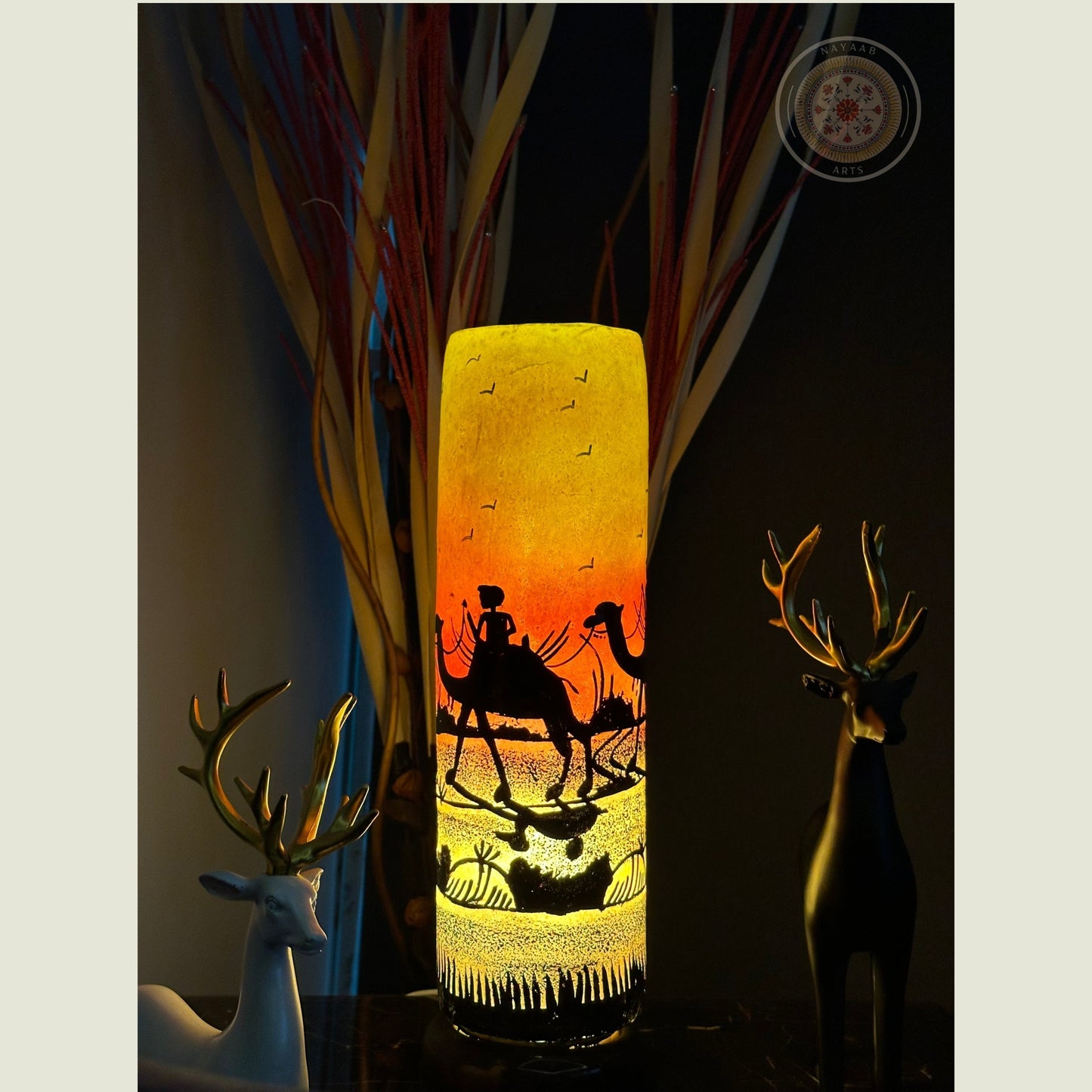 Camel Skin Glass Shaped Lamp