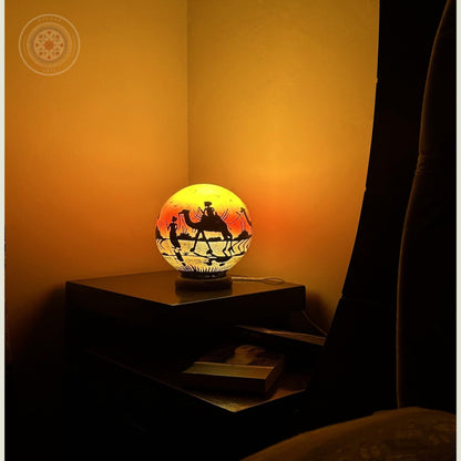 Camel Skin Round Table Lamp