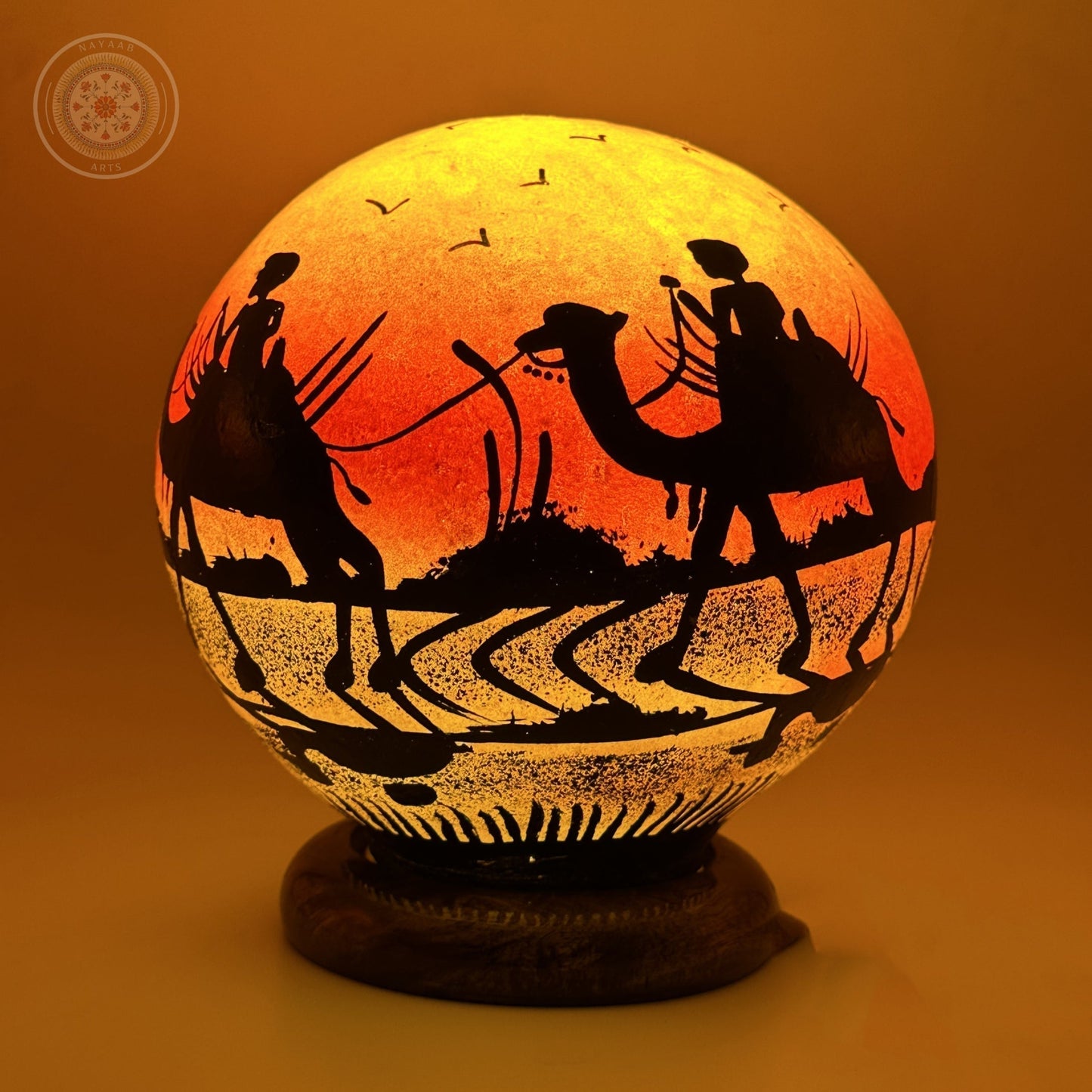 Camel Skin Round Table Lamp